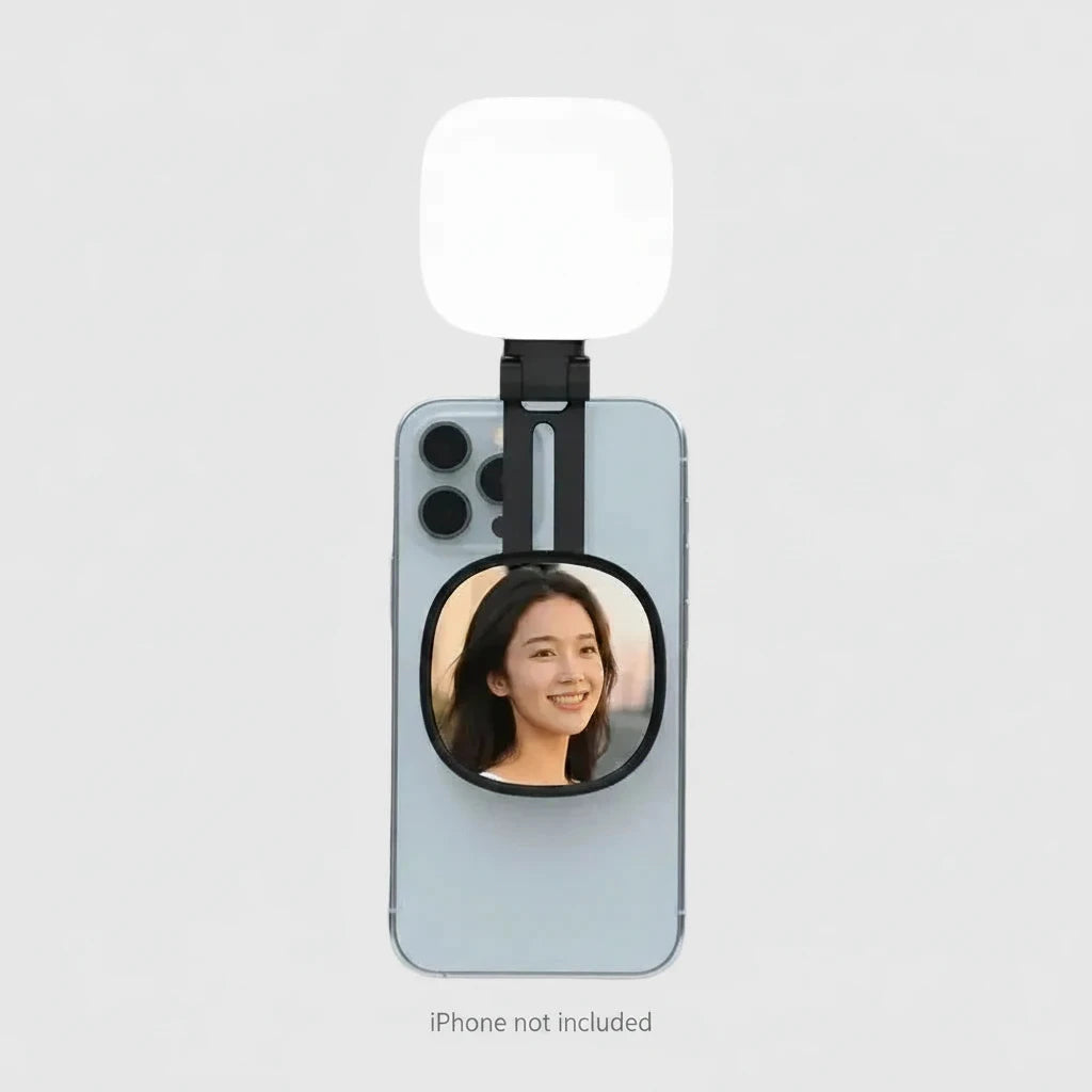 LunaGlow Magnetic 2-in-1 Selfie Mirror & Mini Fill Light